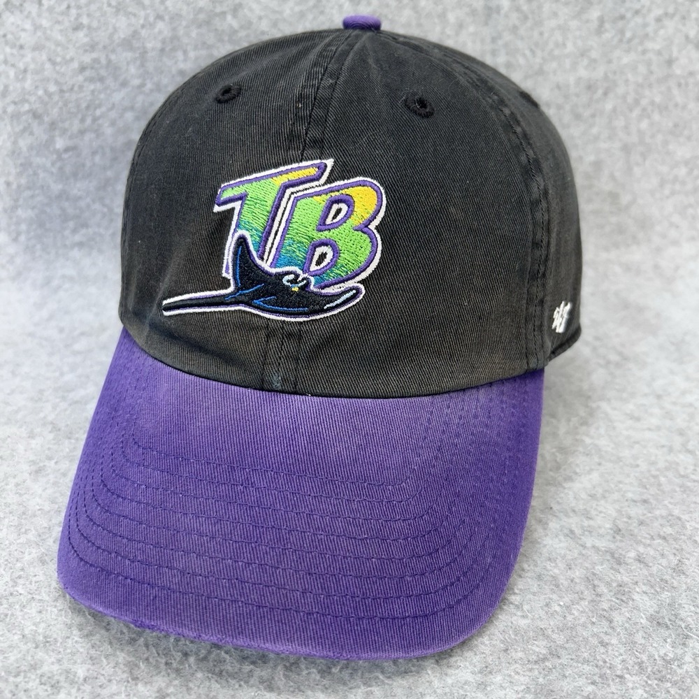 Tampa Bay Devil Rays 47 Brand Black Purple Clean Up Copperstown Hat Cap OSFA